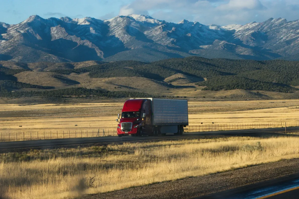 Commercial truck transporting goods on highway